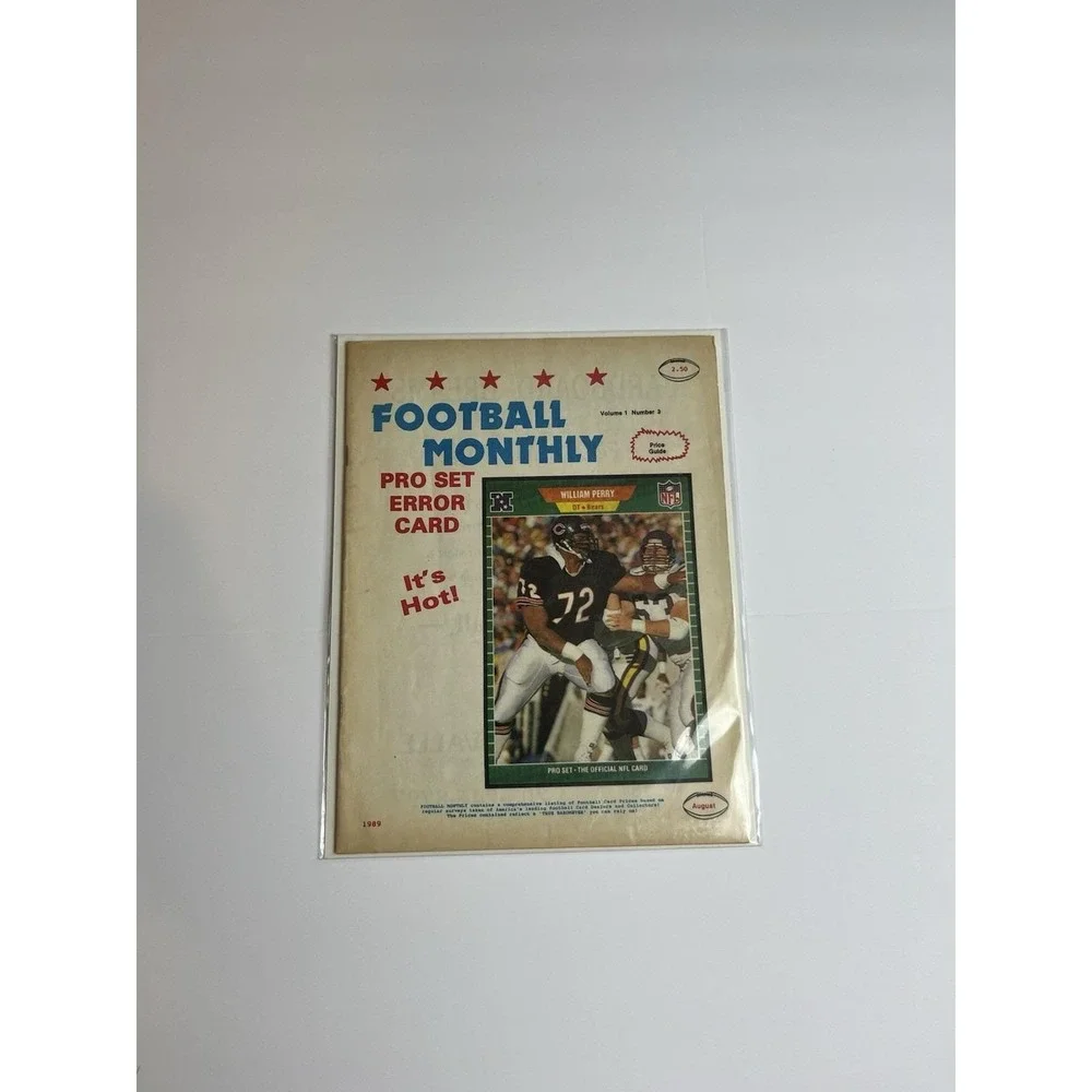 Football Monthly Magazine Vol 1 No 3 1989 William Perry Bears Pro Set Error Card